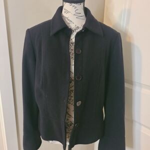 Vintage Black Wool Coat Short  Bianca Nygard Size 10-Medium